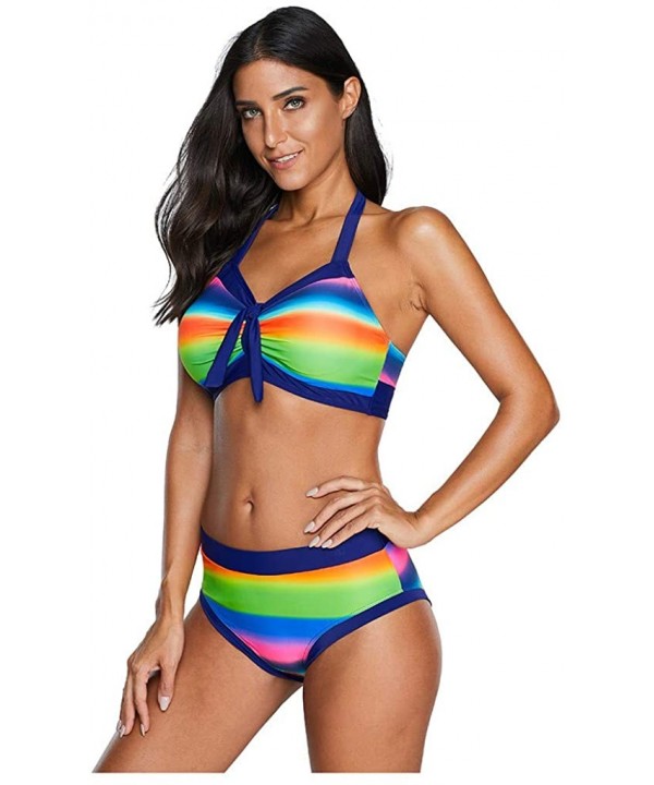 Women 2 Piece Racerback Bathing Suit Push-up Beach Swimsuit Bikini Set Two Piece Swimwear - 01 Multicolor - CO1953Q7K6D $21.5...