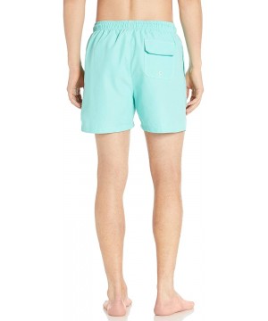 Men's 4.5" Inseam Tropical Hawaiian Print Swim Trunk - Aqua - CS18INLZUL8 $19.88-Trunks