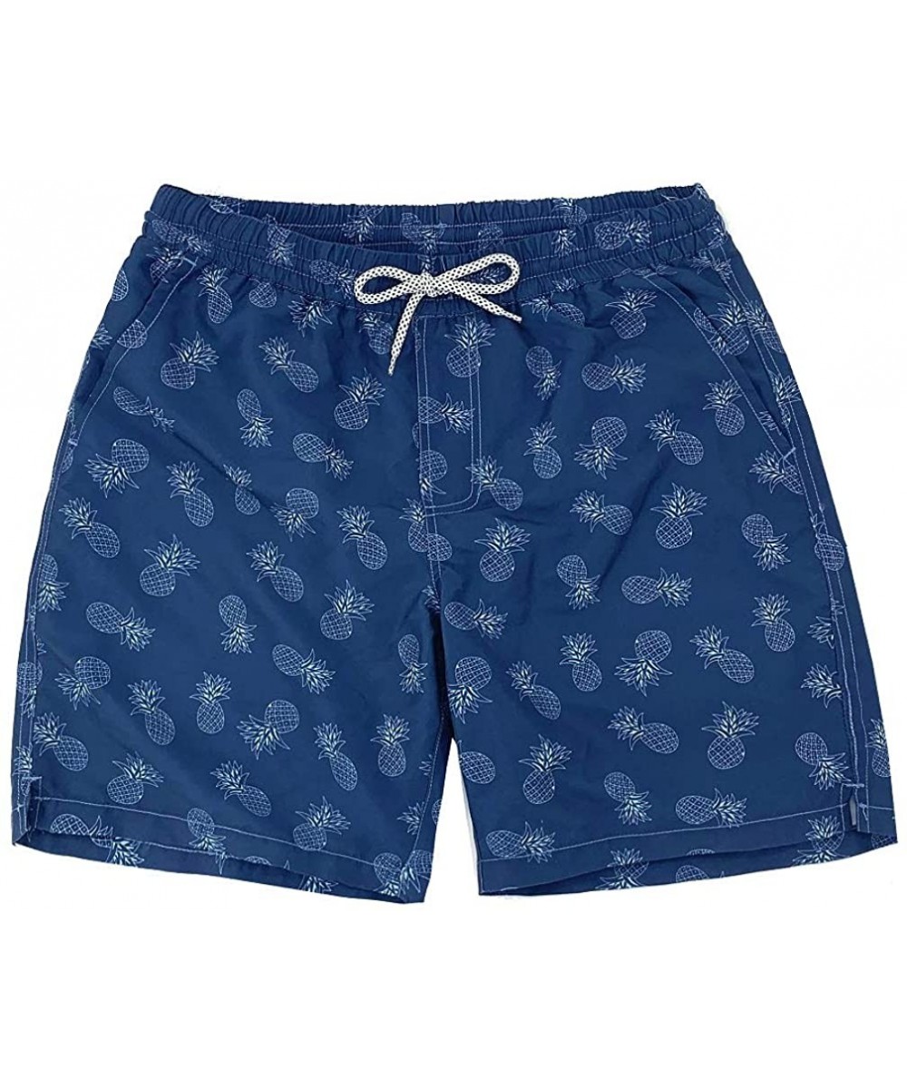 Men's Swim Trunks Quick Dry Mesh Lining Swimming Beach Surfing Shorts Bathing Wear - Funny Blue Pineapple - C118WD8OUIR $19.8...