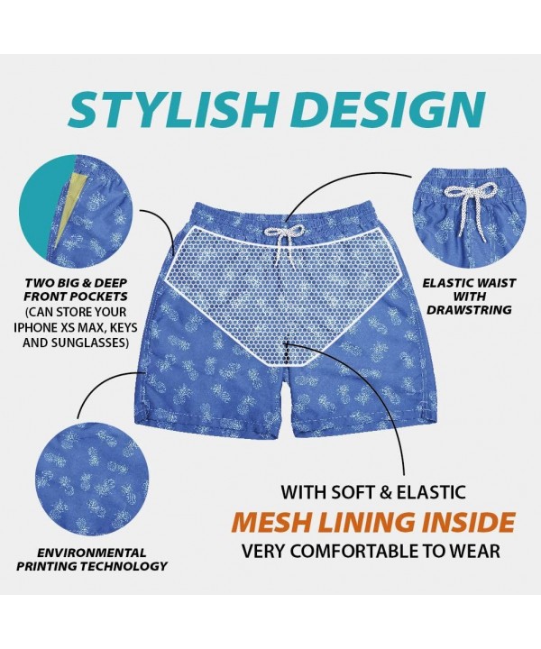 Men's Swim Trunks Quick Dry Mesh Lining Swimming Beach Surfing Shorts Bathing Wear - Funny Blue Pineapple - C118WD8OUIR $19.8...