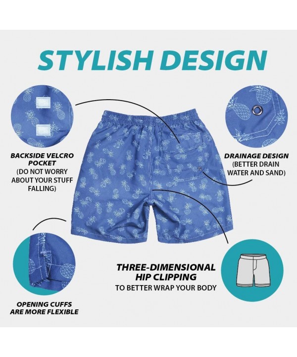 Men's Swim Trunks Quick Dry Mesh Lining Swimming Beach Surfing Shorts Bathing Wear - Funny Blue Pineapple - C118WD8OUIR $19.8...