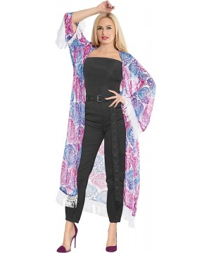 Women's Flowy Kimono Cardigan Coverup Open Front Maxi Dress Solid Plain - Pink_y268 - CH18NIMLEA7 $27.22-Cover-Ups