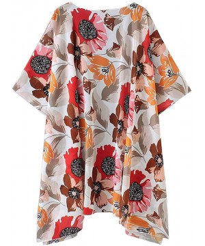 Women's Sheer Chiffon Floral Print Kimono Casual Loose Open Front Cardigan Blouse Tops Cover Up - A0 M-1 - CY18SSAYQCW $11.98...