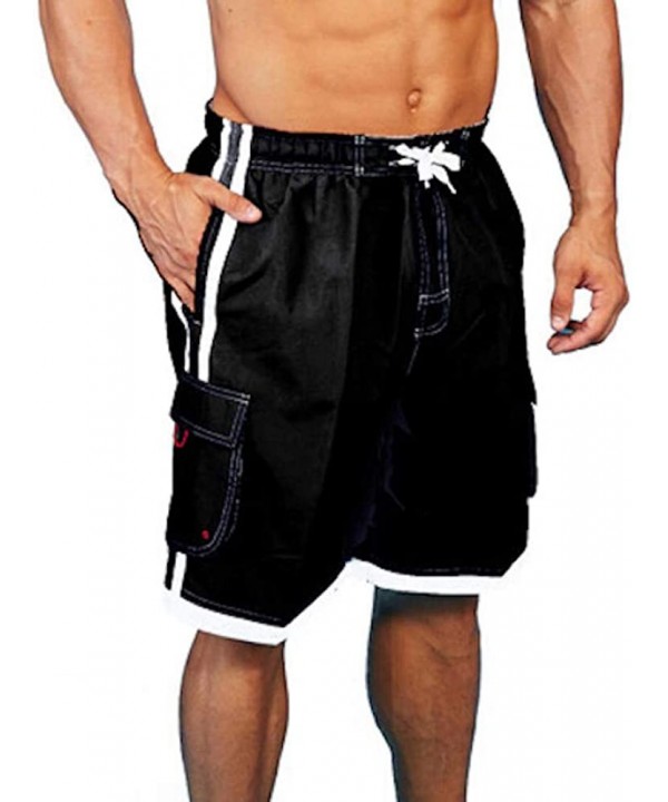 Men's Swim Board Shorts and Swimsuits - Black - CN18U6AIDUW $18.76-Board Shorts