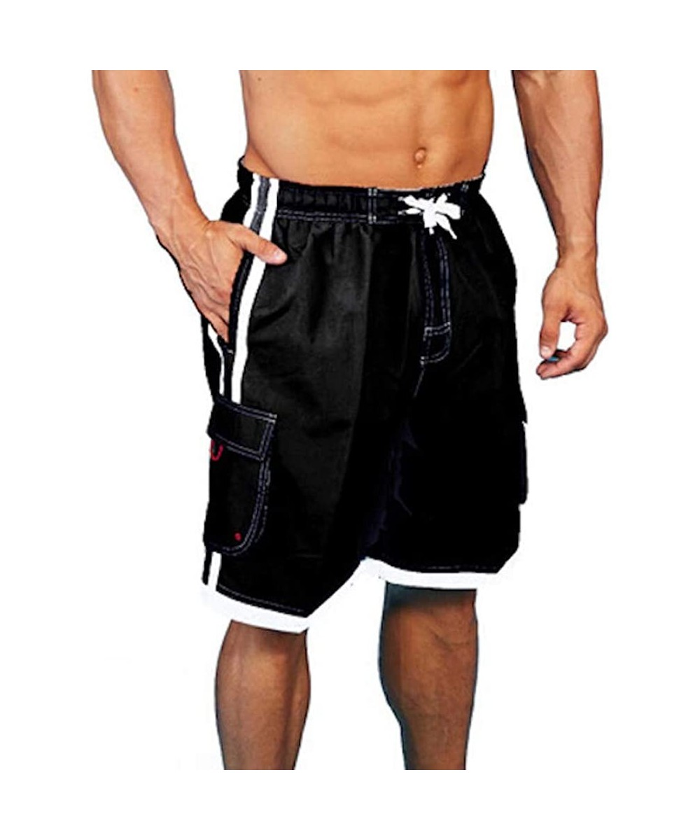 Men's Swim Board Shorts and Swimsuits - Black - CN18U6AIDUW $18.76-Board Shorts