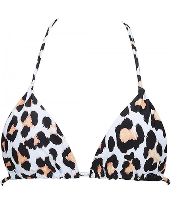 Women's Sexy Halter Thong Bikini Top String Micro Triangle Bikini Top Swimsuit - Leopard Print - CE19CZTWS3M $13.28-Sets