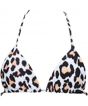 Women's Sexy Halter Thong Bikini Top String Micro Triangle Bikini Top Swimsuit - Leopard Print - CE19CZTWS3M $13.28-Sets