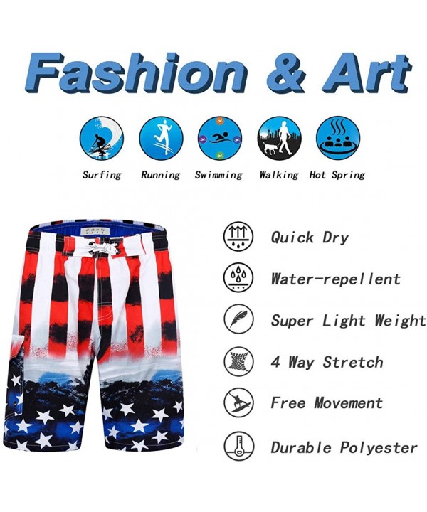 Men's Board Shorts Swimwear Hawaiian Beach Palm Swimming Trunks Long Floral Bathing Suits - Ehp015 - C418U60D2CM $16.58-Trunks