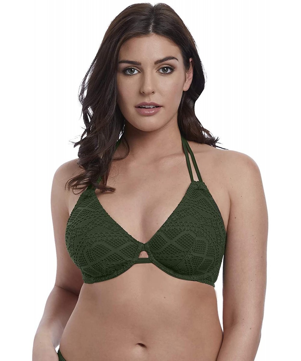 Women's Sundance Underwire Bandless Halter Bikini Top - Fern - C818I0IYQAE $38.08-Tops