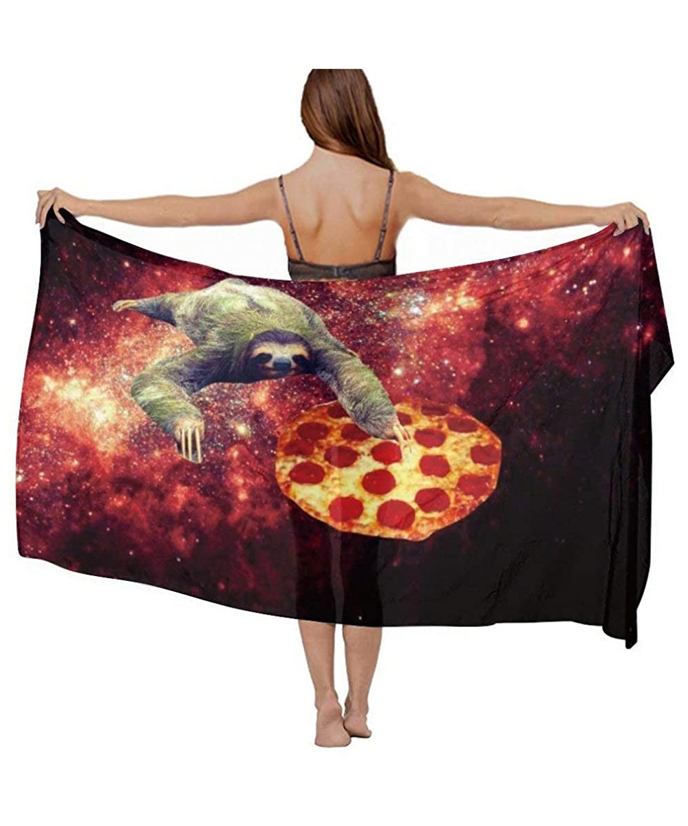 Women Girl Beach Bikini Cover Up Chiffon Sarong Fashion Scarf Shawl Wrap - Sloth Pizza Star Galaxy - C1190TSH03W $20.52-Cover...