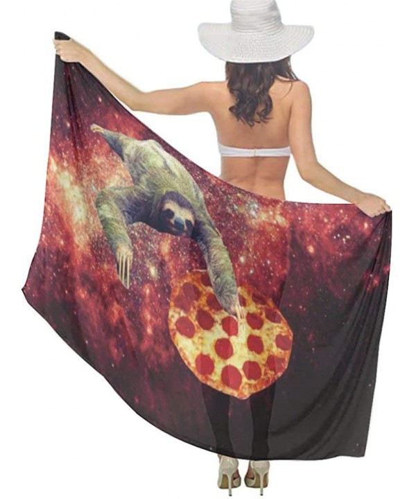 Women Girl Beach Bikini Cover Up Chiffon Sarong Fashion Scarf Shawl Wrap - Sloth Pizza Star Galaxy - C1190TSH03W $20.52-Cover...