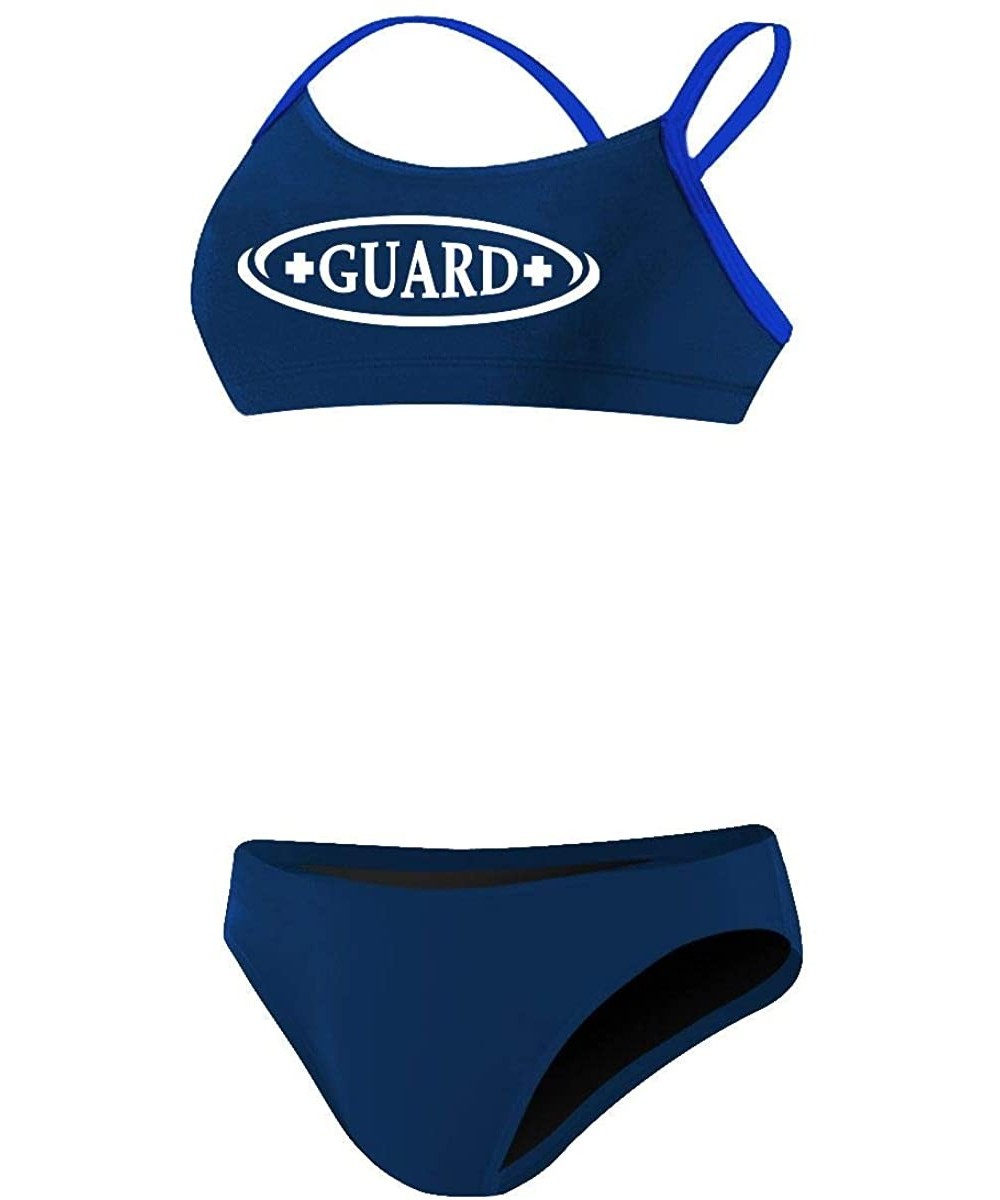 Guard Poly 2-Piece Color Trim Bikini - Navy/Royal - CH18H9RZNCE $39.72-Racing