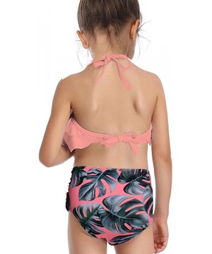 Women Girls Swimsuit Two Pieces Bikini Set High Waist Ruffle Falbala Swimwear Bathing Suits - Child-orange - C918QRS7HWE $20....