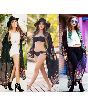 Women's Summer Beachwear Fashion Casual Perspective Bikini Swimwear Beach Club V Neck Cover Ups Black Dress - Cf01 - C418O5K8...