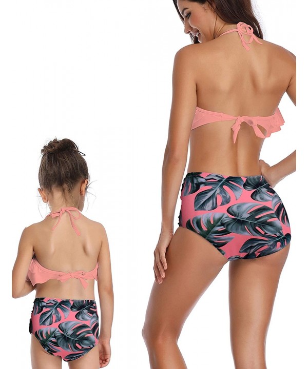 Women Girls Swimsuit Two Pieces Bikini Set High Waist Ruffle Falbala Swimwear Bathing Suits - Child-orange - C918QRS7HWE $20....