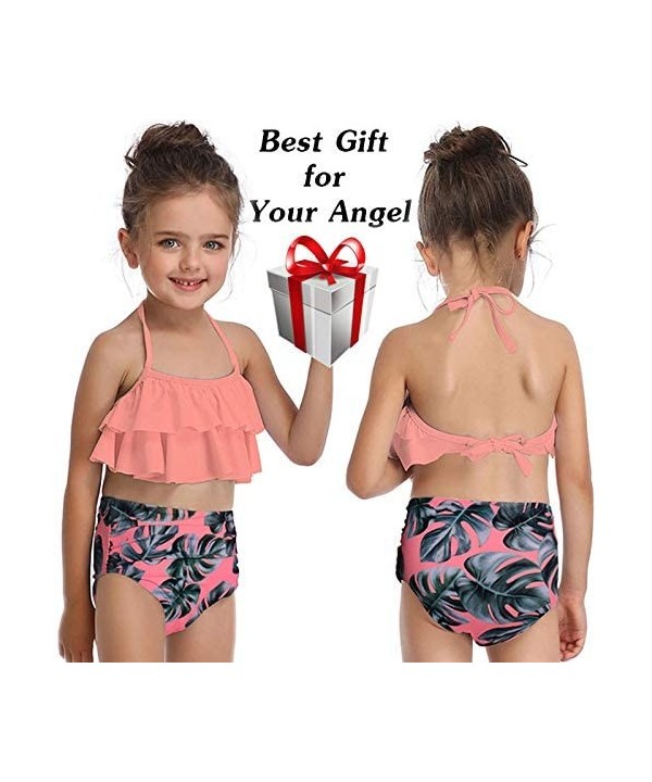 2Pcs Mommy and Me Matching Family Swimsuit Ruffle Women Swimwear Kids Children Toddler Bikini Bathing Suit Beachwear Sets - O...