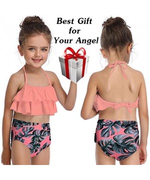 2Pcs Mommy and Me Matching Family Swimsuit Ruffle Women Swimwear Kids Children Toddler Bikini Bathing Suit Beachwear Sets - O...