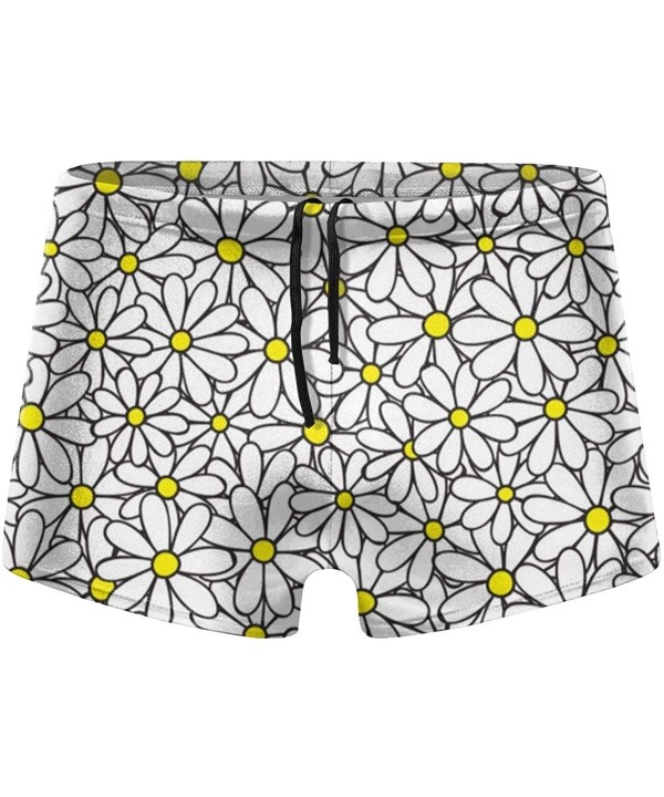 Men's Swim Trunks Daisies Flowers Quick Dry Swim Boxers Elastic Waist Swim Surf Boxer - C219E8R2ZE6 $19.79-Racing