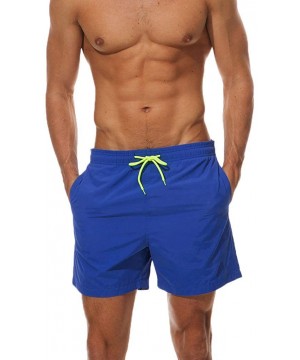 Mens Swim Trunks Solid Plus Size Quick Dry Beach Shorts Drawstring Waist Surf Sports Shorts - Blue - C81947Z0HCO $18.36-Board...