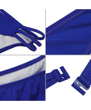 Women Push Up Padded Swimsuit Bikini Set Bathing Suit-Set- Blue-X-Large - CO12H64PLOJ $30.45-Tankinis