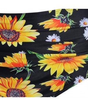 Women Sunflower Tummy Control Halter Wrap Bikini Swimwear - Multi-a - CJ199RN6559 $25.45-Sets