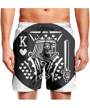 Men's Board Shorts Quick Dry Lime Fruit Swim Board Trunks - Poker Face King - CD18SYI5Z4N $23.12-Board Shorts