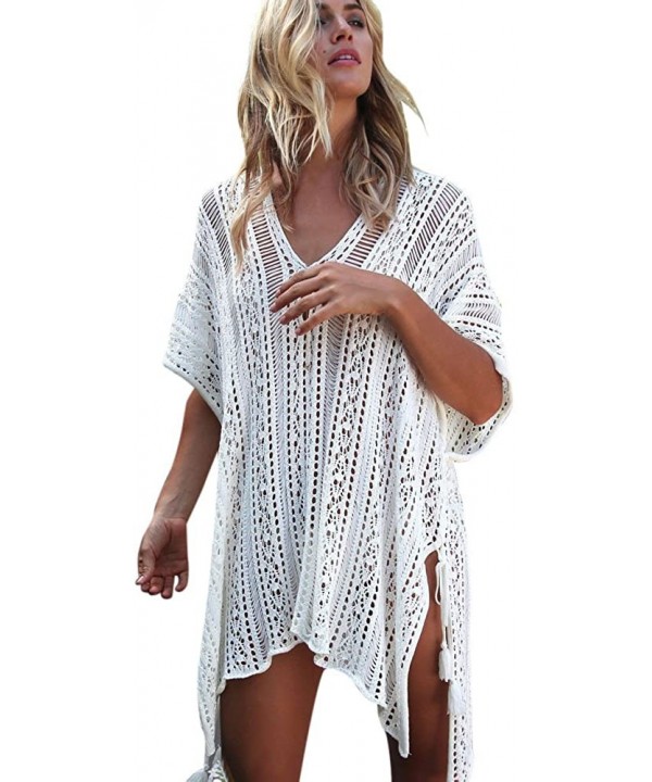 Women's Crochet Chiffon Tassel Swimsuit Bikini Cover Ups for Swimwear Oversized Kaftan Stylish Beach Cover up Dress - 2 White...