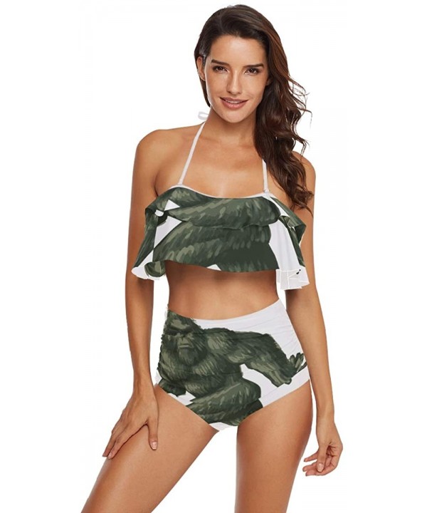 Women's Swimsuit Two Piece Off Shoulder Flounce Ladies Swimwear of Woods - Multi 24 - CK190ECZZNO $29.58-Tankinis