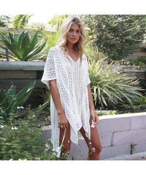 Women's Crochet Chiffon Tassel Swimsuit Bikini Cover Ups for Swimwear Oversized Kaftan Stylish Beach Cover up Dress - 2 White...