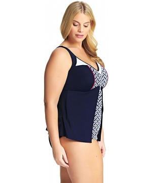 Womens Chevron Underwire Split Front Tankini- 16- Midnight - CW182I4CTQG $26.84-Tankinis