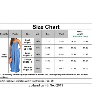 Women's Sexy Maxi Long Dresses Casual Spaghetti Strap Striped Floor Length Plus Size Long Sundress Pockets Light Denim1 - CX1...