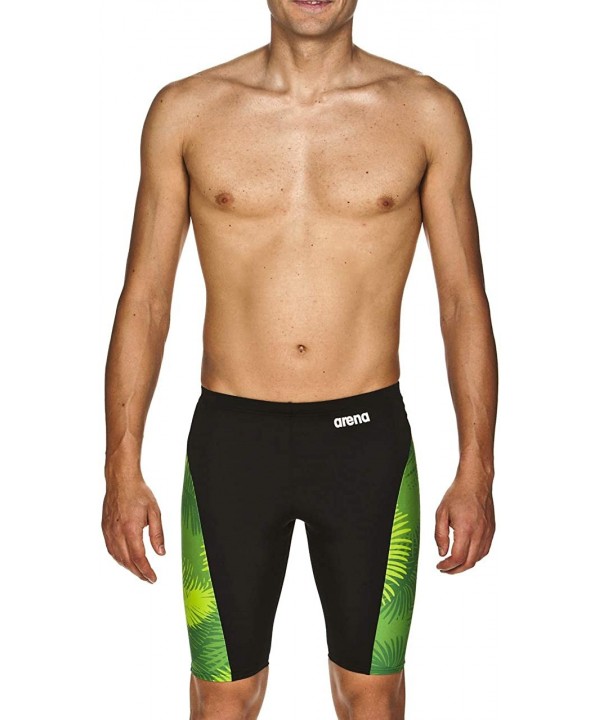 Mens Palm Forest MaxLife Panel Jammer Swimsuit - Black - Kelly Green - CG18TMLIINQ $31.05-Racing