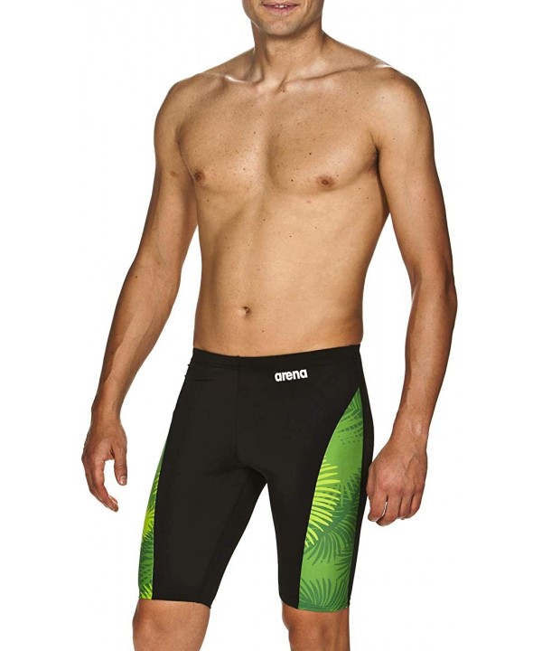 Mens Palm Forest MaxLife Panel Jammer Swimsuit - Black - Kelly Green - CG18TMLIINQ $31.05-Racing