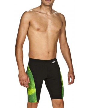 Mens Palm Forest MaxLife Panel Jammer Swimsuit - Black - Kelly Green - CG18TMLIINQ $31.05-Racing