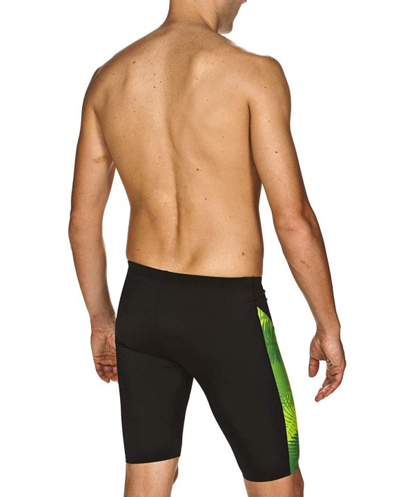 Mens Palm Forest MaxLife Panel Jammer Swimsuit - Black - Kelly Green - CG18TMLIINQ $31.05-Racing