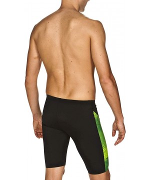 Mens Palm Forest MaxLife Panel Jammer Swimsuit - Black - Kelly Green - CG18TMLIINQ $31.05-Racing