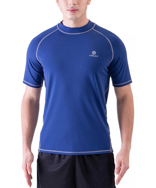 Men's Swim Shirt Rash Guard UPF 50+ UV Sun Protection Outdoor Performance Surf Top - Short Navy - CW198W7DH4W $17.11-Rash Guards