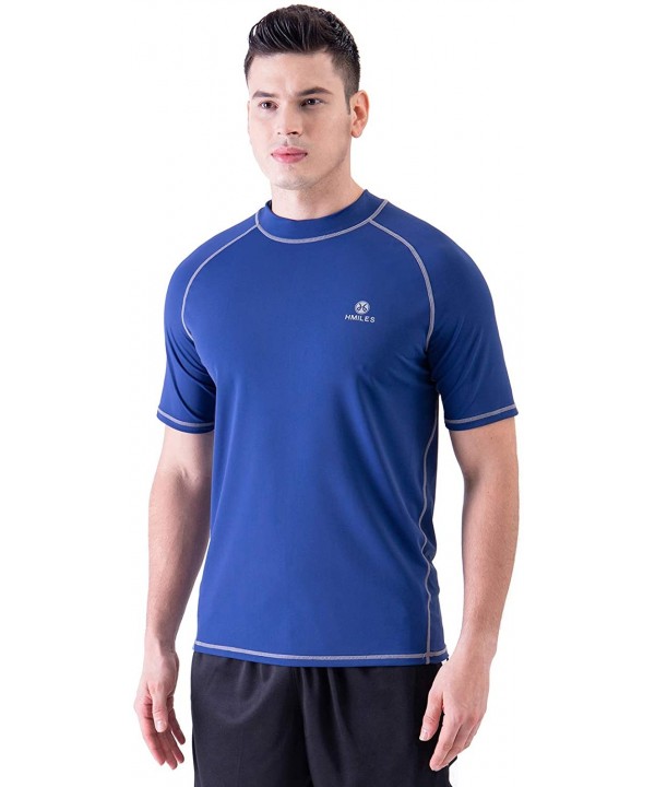 Men's Swim Shirt Rash Guard UPF 50+ UV Sun Protection Outdoor Performance Surf Top - Short Navy - CW198W7DH4W $17.11-Rash Guards