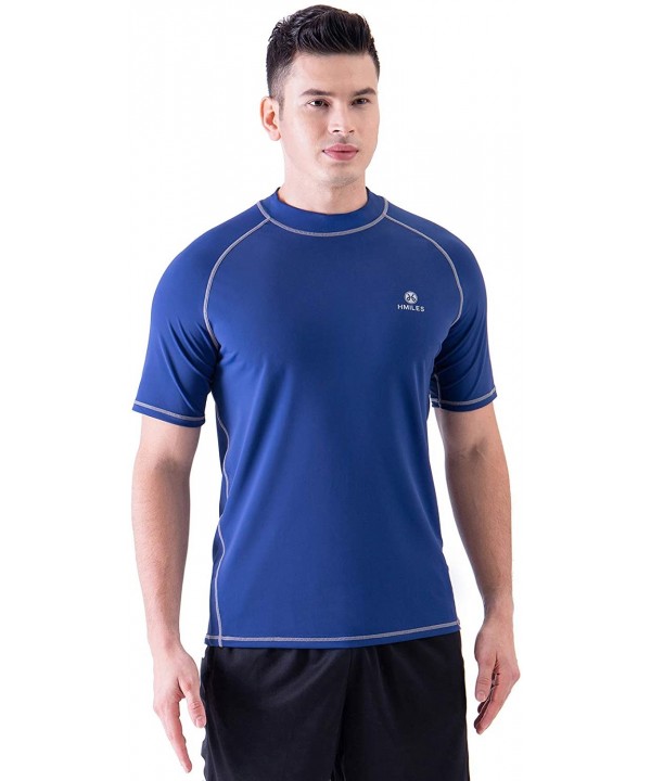 Men's Swim Shirt Rash Guard UPF 50+ UV Sun Protection Outdoor Performance Surf Top - Short Navy - CW198W7DH4W $17.11-Rash Guards