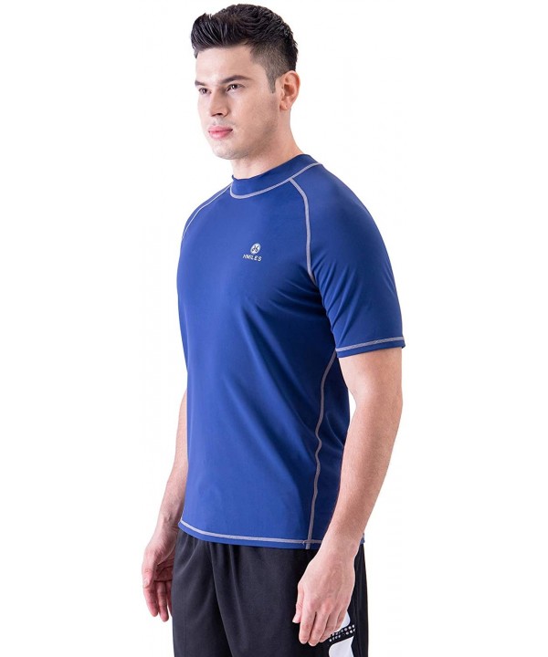 Men's Swim Shirt Rash Guard UPF 50+ UV Sun Protection Outdoor Performance Surf Top - Short Navy - CW198W7DH4W $17.11-Rash Guards