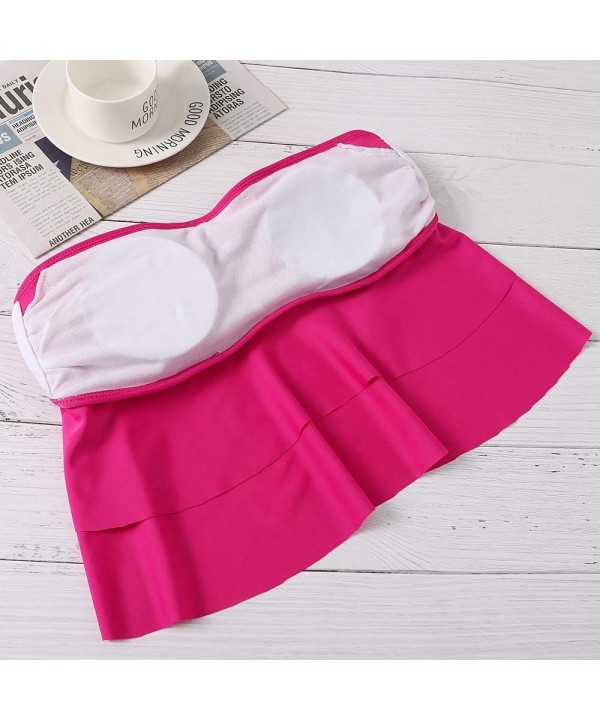 Swimsuit for Women Two Pieces Top Ruffled Backless Racerback with High Waisted Bottom Tankini Set - O-hot Pink - C4194WXAH07 ...