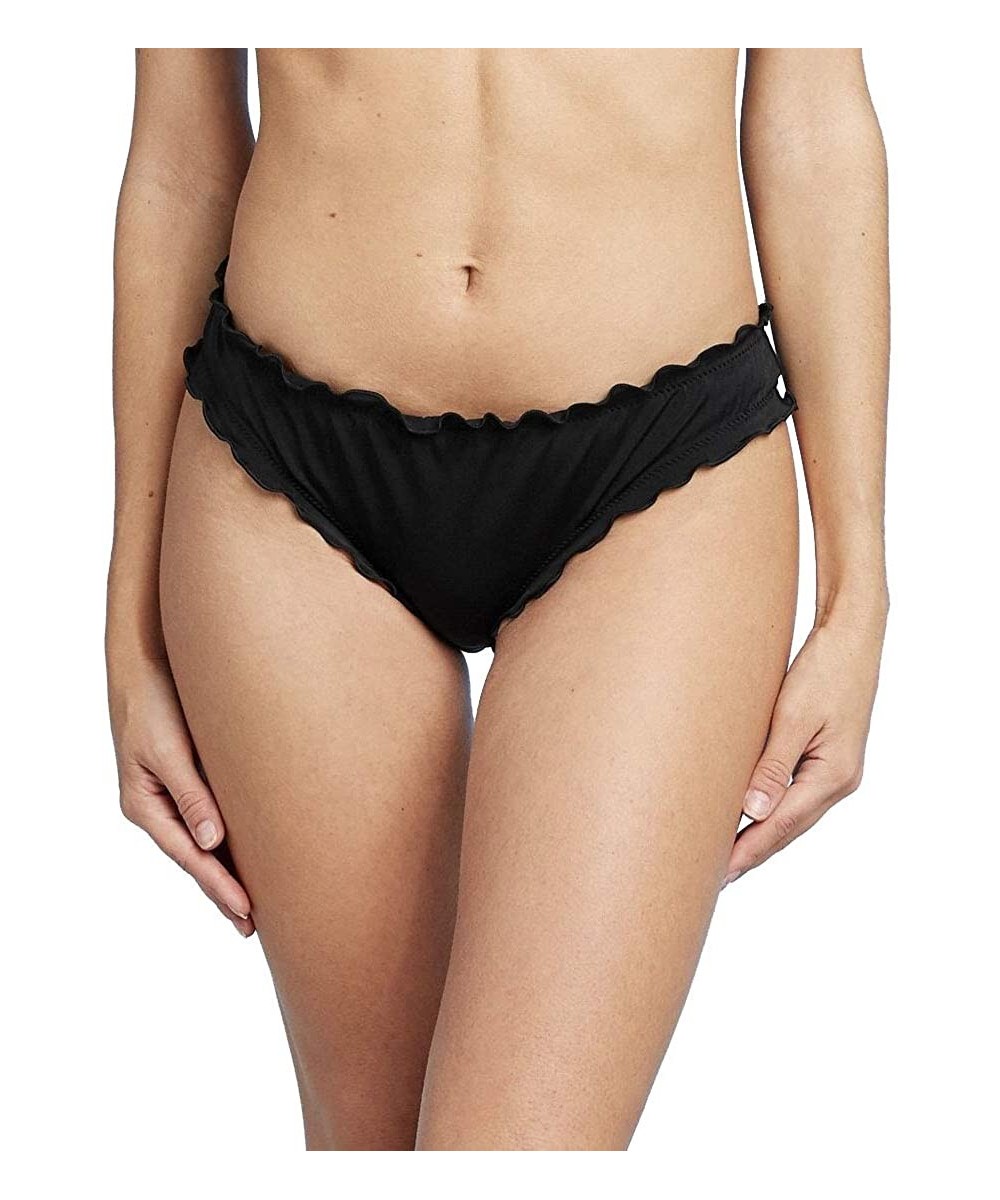 Women's Ruffle Cheeky Bikini Bottoms - Black - CM19DNIEYYR $23.41-Bottoms