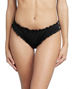 Women's Ruffle Cheeky Bikini Bottoms - Black - CM19DNIEYYR $23.41-Bottoms