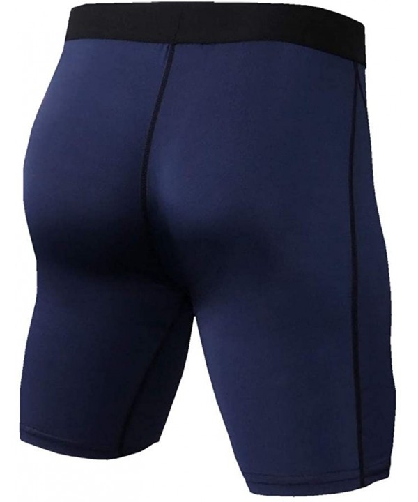 Gym Workout Shorts Solid Summer Jogging Fashion Casual Tight Quick Dry Shorts - Navy - CQ18RYKZ33I $14.48-Trunks