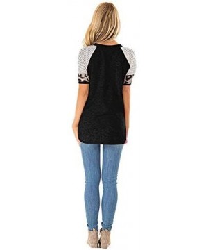 Shirts Be Still Letter Printed Stripe Leopard Print Tops for Women Short Sleeve Loose Comfy Blouse - Black - C219729808R $13....