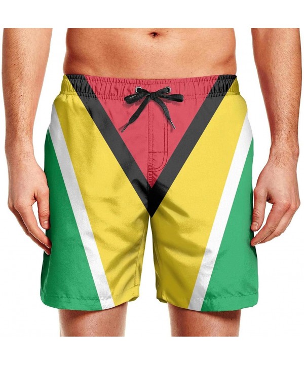 Men's Sportwear Quick Dry Board Shorts Grunge Urban Pattern with Monster Swim Trunks - Guyana Flag - C218QW0SDGO $27.45-Board...