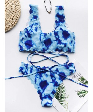 Womens Tie Dye Two Piece Swimsuits-High Waisted Thong Bikini Set Bathing Suit - Z-blue - C319CIZTYM5 $15.91-Sets