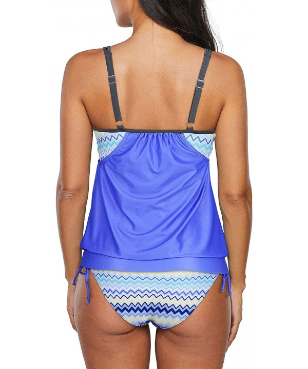 Tankini Swimsuits for Women Halter Two Piece Bathing Suits with Tankini Tops - Blue Purple - CN198DSNLNS $26.82-Racing