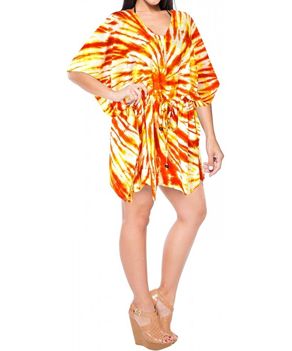 Women's Plus Size Beach Tunic Top Swing T-Shirt Loose Dress Printed A - Pumpkin Orange_b659 - CH18OWEG25A $17.45-Cover-Ups