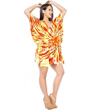 Women's Plus Size Beach Tunic Top Swing T-Shirt Loose Dress Printed A - Pumpkin Orange_b659 - CH18OWEG25A $17.45-Cover-Ups